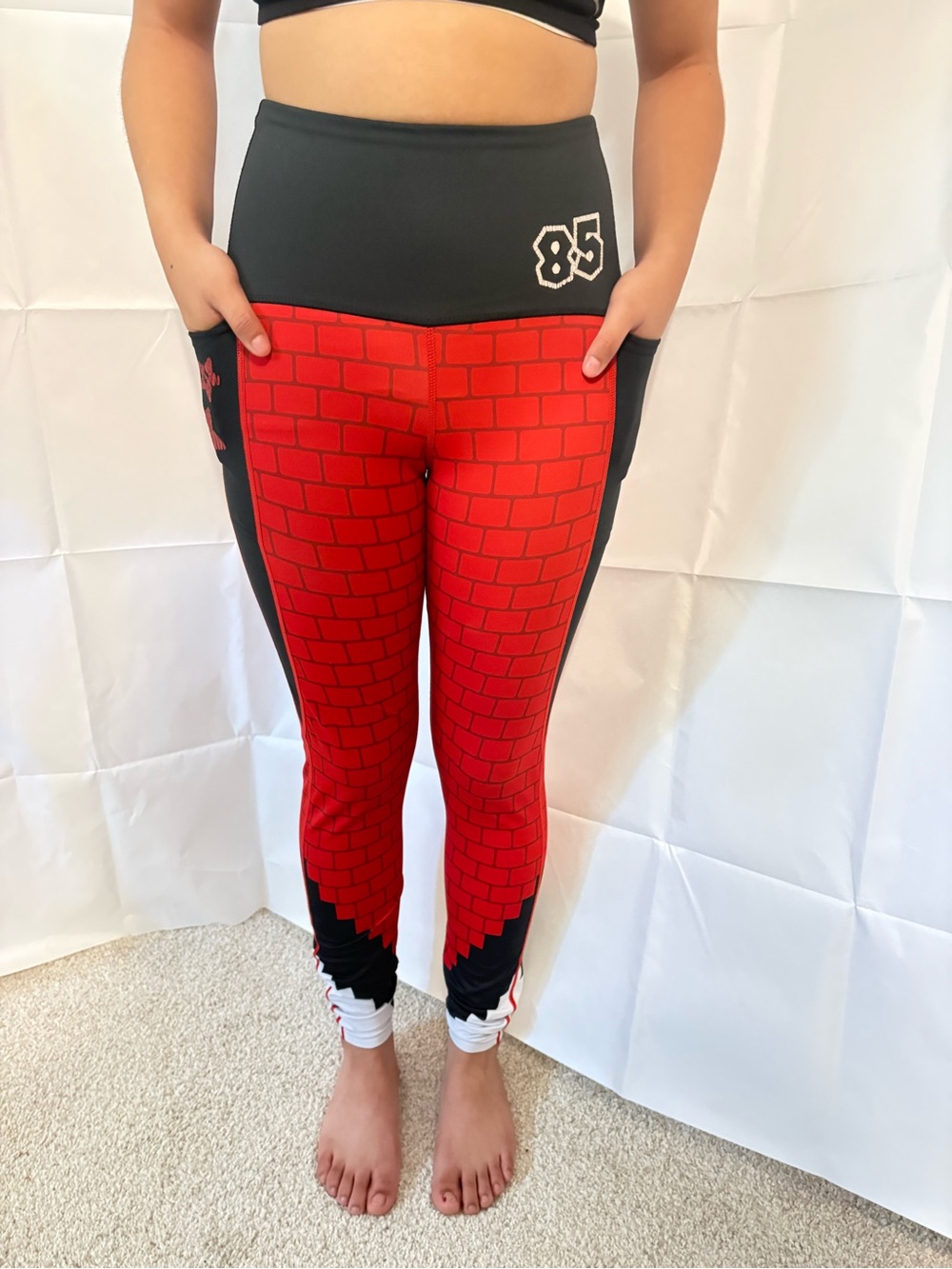 BlackMilk Super Mario Brick Print Leggings Size M High Waist Pockets